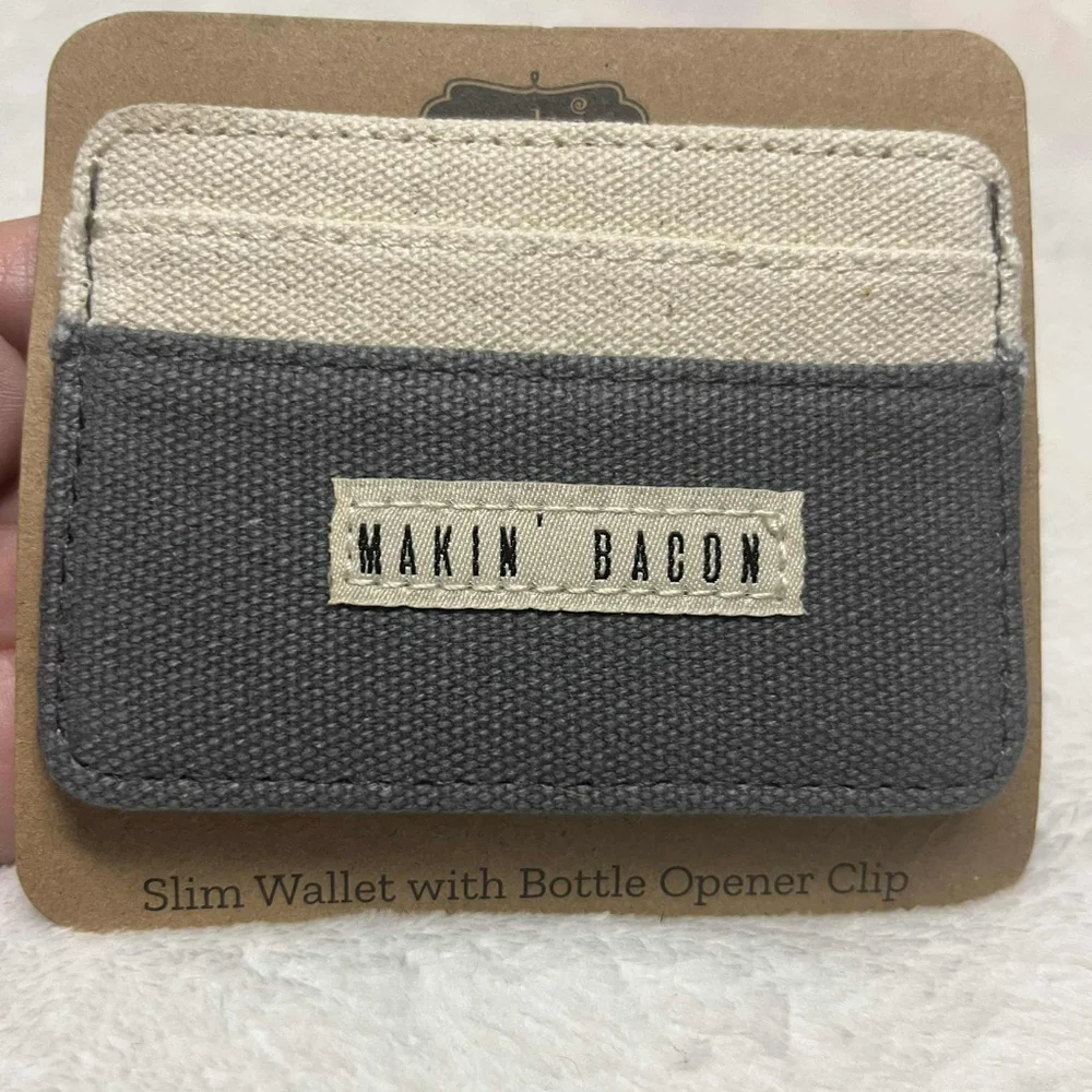 Mud Pie Men's Makin Bacon Slim Wallet With Beer Bottler Opener Clip